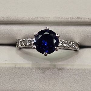 925 Silver Ring with Blue and White CZ's.